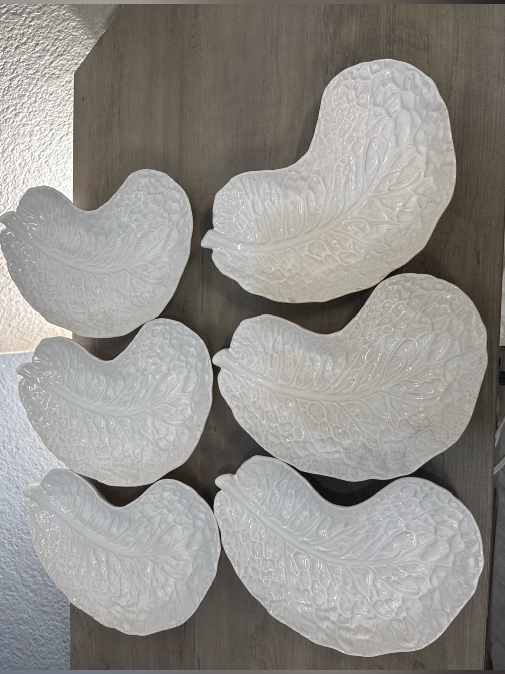 Bordallo Pinheiro Cabbage Crescent Plates Set 6 Portugal 8½” Collector